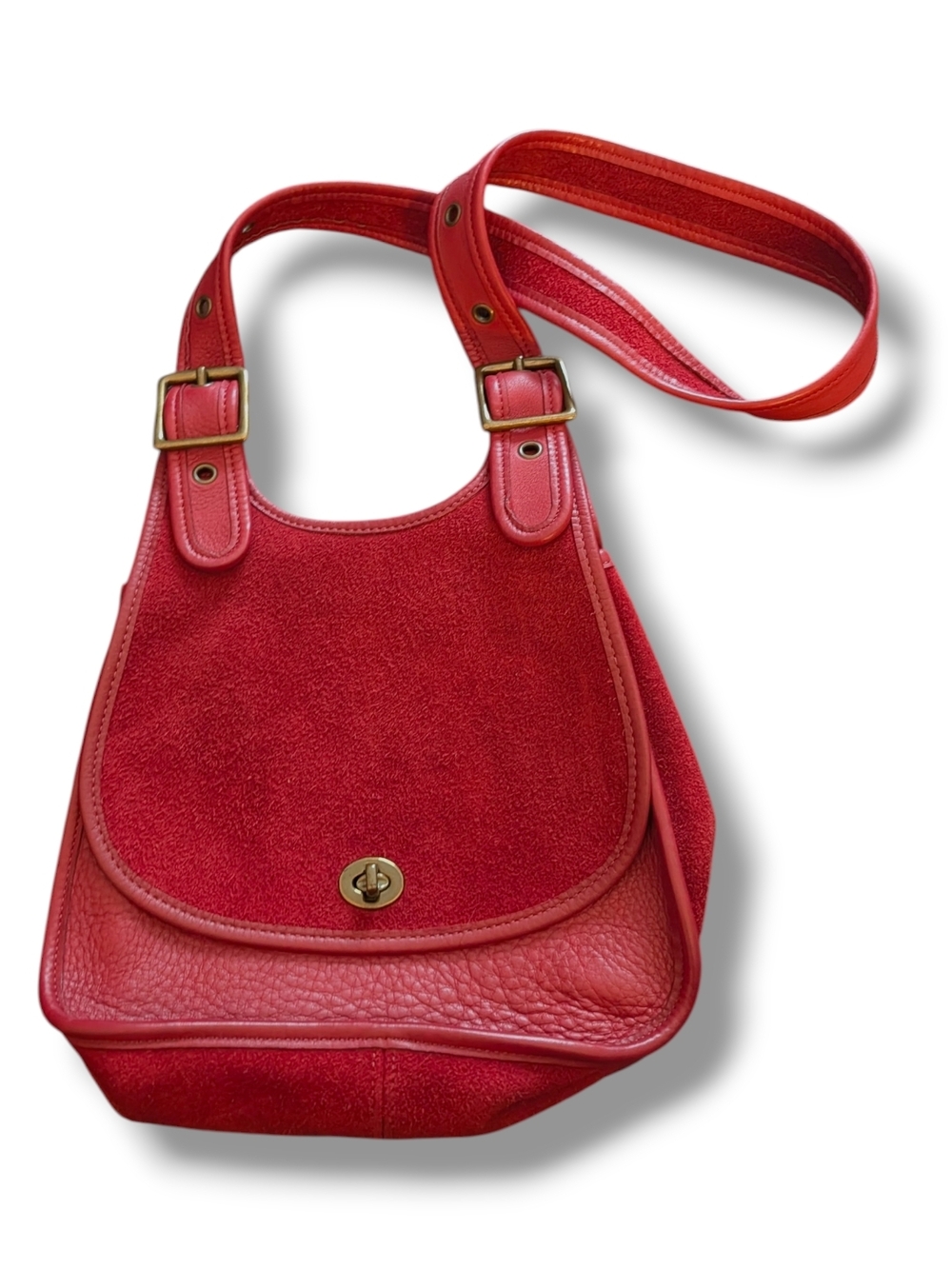 COACH Berkeley Saddle Bag in Red Suede 9014